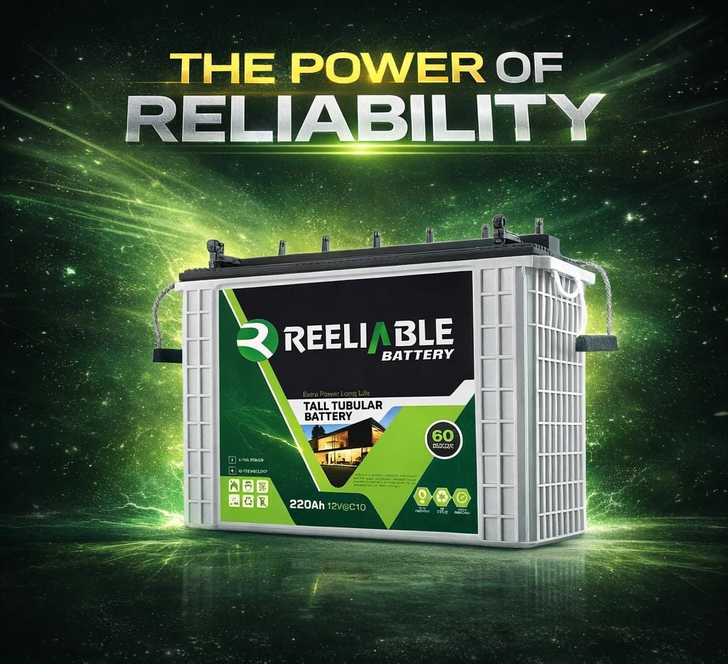Reeliable Battery poster — The Power of Reliability tall tubular battery